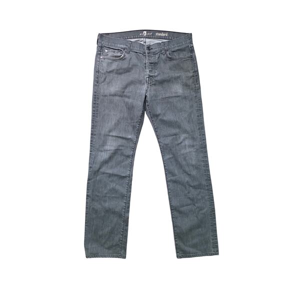 7 For All Mankind Straight Jeans Men’s 34 Gray Cotton Blend - Picture 1 of 7